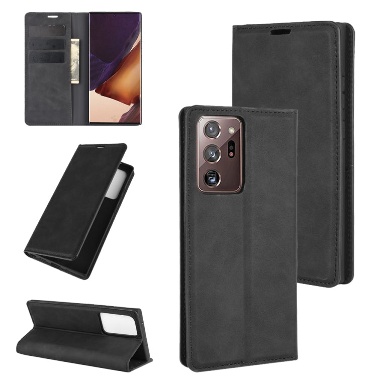 For Samsung Galaxy Note20 Ultra Retro-skin Business Magnetic Suction Leather Case with Holder & Card Slots & Wallet