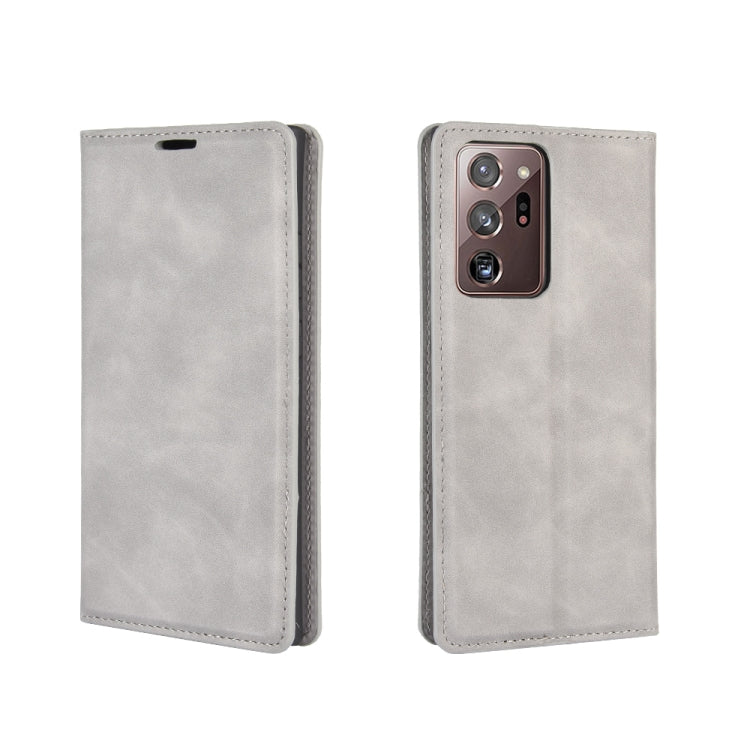 For Samsung Galaxy Note20 Ultra Retro-skin Business Magnetic Suction Leather Case with Holder & Card Slots & Wallet