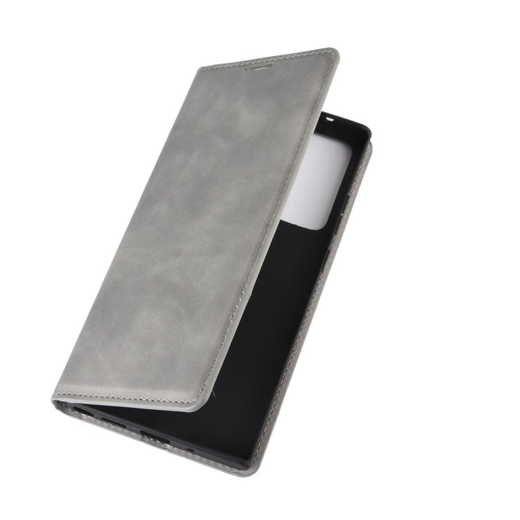 For Samsung Galaxy Note20 Ultra Retro-skin Business Magnetic Suction Leather Case with Holder & Card Slots & Wallet