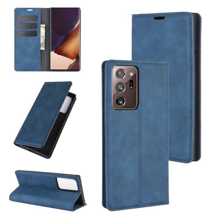 For Samsung Galaxy Note20 Ultra Retro-skin Business Magnetic Suction Leather Case with Holder & Card Slots & Wallet