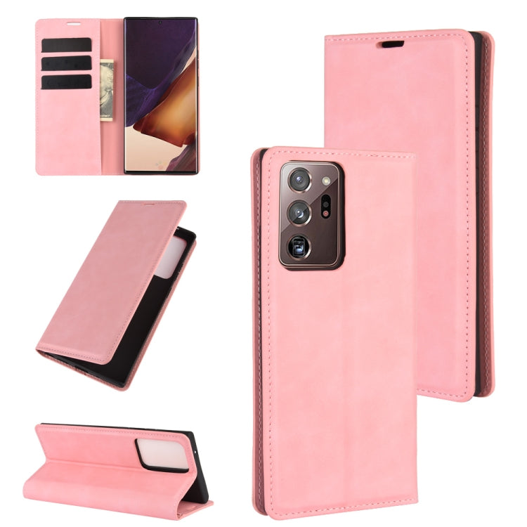 For Samsung Galaxy Note20 Ultra Retro-skin Business Magnetic Suction Leather Case with Holder & Card Slots & Wallet