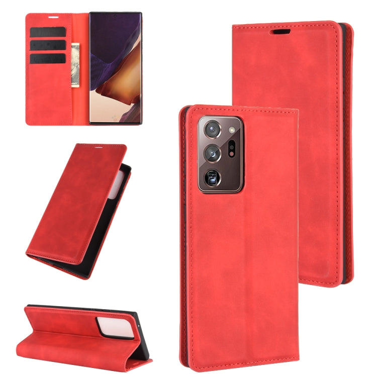 For Samsung Galaxy Note20 Ultra Retro-skin Business Magnetic Suction Leather Case with Holder & Card Slots & Wallet