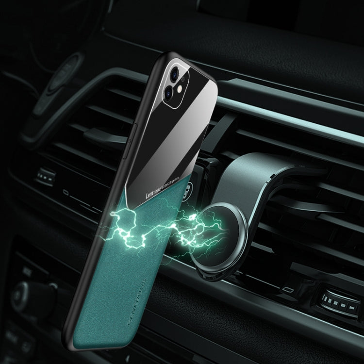 All-inclusive Leather + Organic Glass Phone Case with Metal Iron Sheet