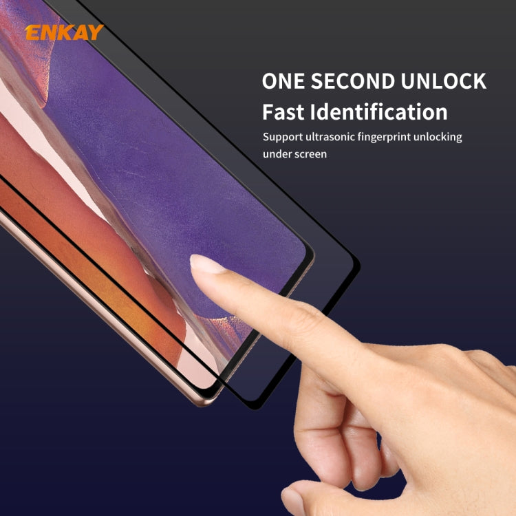 For Samsung Galaxy Note 20 ENKAY Hat-Prince Full Glue 0.2mm 9H 2.5D Tempered Glass Full Coverage Film Support Fingerprint Unlock