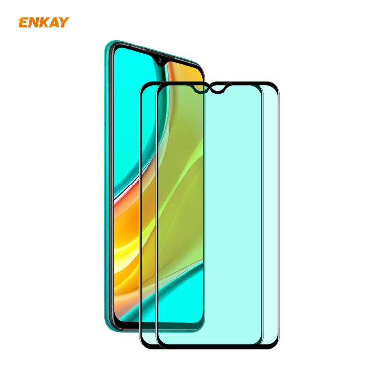 2 PCS ENKAY Hat-Prince 0.26mm 9H 6D Curved Full Screen Eye Protection Green Film Tempered Glass Protector