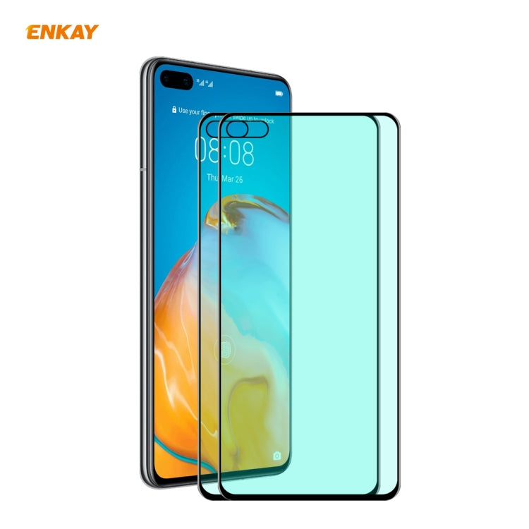 2 PCS ENKAY Hat-Prince 0.26mm 9H 6D Curved Full Screen Eye Protection Green Film Tempered Glass Protector