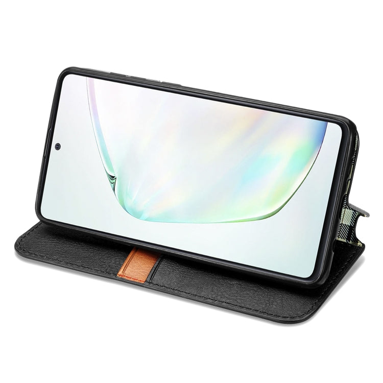 Cubic Grid Pressed Horizontal Flip Magnetic Leather Case with Holder & Card Slots & Wallet