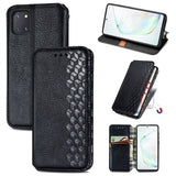 Cubic Grid Pressed Horizontal Flip Magnetic Leather Case with Holder & Card Slots & Wallet