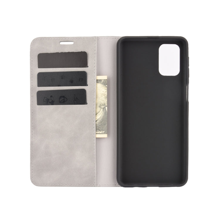 For Samsung Galaxy M31s Retro-skin Business Magnetic Suction Leather Case with Holder & Card Slots & Wallet