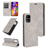 For Samsung Galaxy M31s Retro-skin Business Magnetic Suction Leather Case with Holder & Card Slots & Wallet