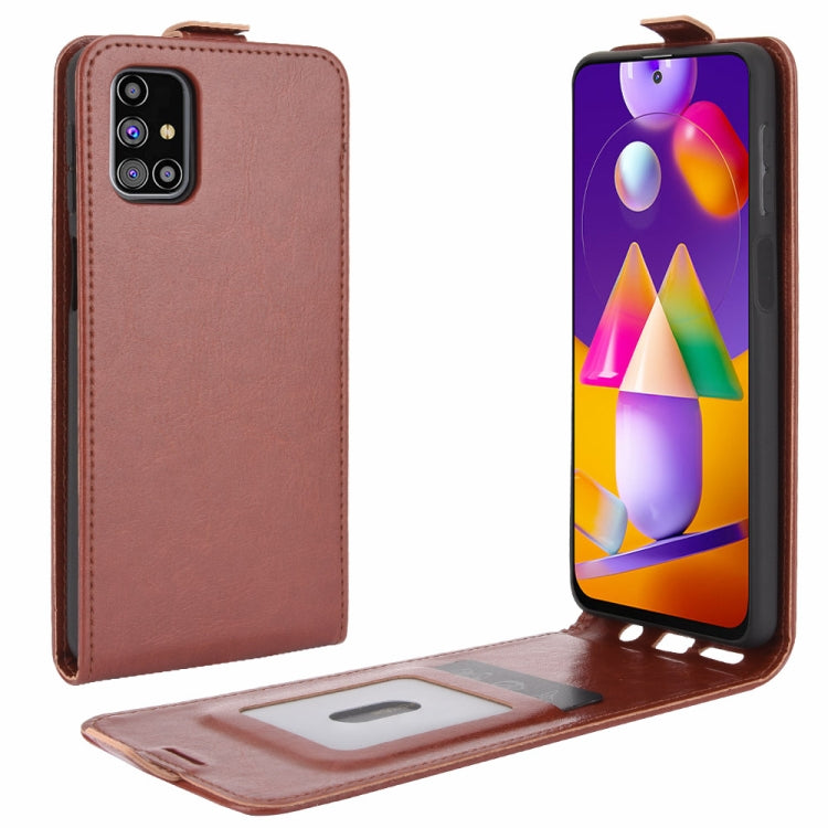 For Samsung Galaxy M31s R64 Texture Single Vertical Flip Leather Protective Case with Card Slots & Photo Frame