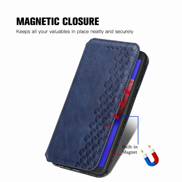 Cubic Grid Pressed Horizontal Flip Magnetic PU Leather Case with Holder & Card Slots & Wallet