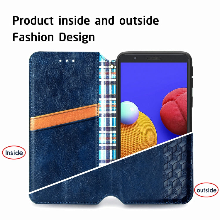 Cubic Grid Pressed Horizontal Flip Magnetic PU Leather Case with Holder & Card Slots & Wallet