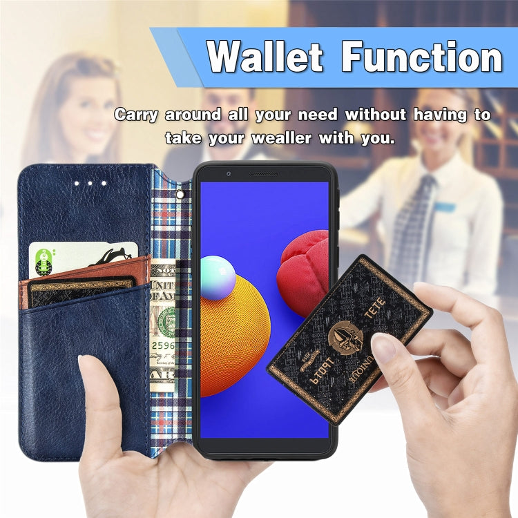 Cubic Grid Pressed Horizontal Flip Magnetic PU Leather Case with Holder & Card Slots & Wallet