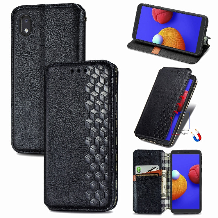 Cubic Grid Pressed Horizontal Flip Magnetic PU Leather Case with Holder & Card Slots & Wallet