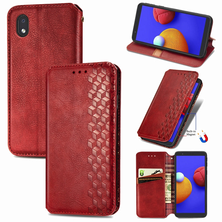 Cubic Grid Pressed Horizontal Flip Magnetic PU Leather Case with Holder & Card Slots & Wallet
