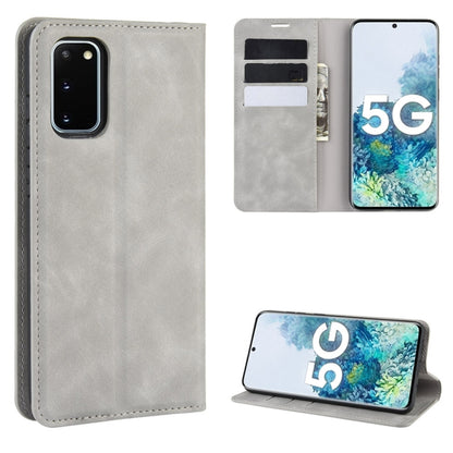 For Samsung Galaxy S20 FE 4G / 5G Retro-skin Business Magnetic Suction Leather Case with Holder & Card Slots & Wallet