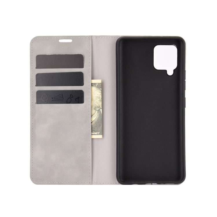 For Samsung Galaxy A42 5G Retro-skin Business Magnetic Suction Leather Case with Holder & Card Slots & Wallet