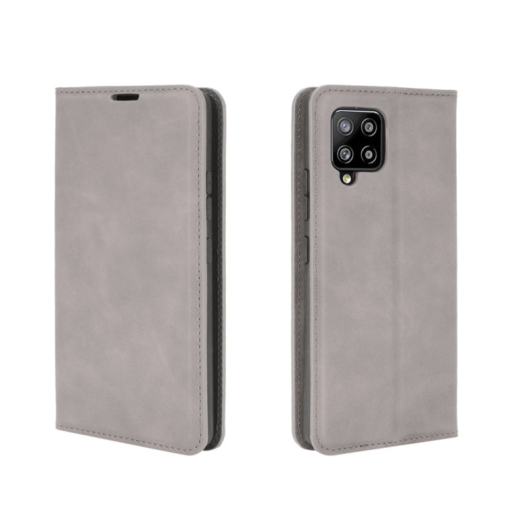 For Samsung Galaxy A42 5G Retro-skin Business Magnetic Suction Leather Case with Holder & Card Slots & Wallet