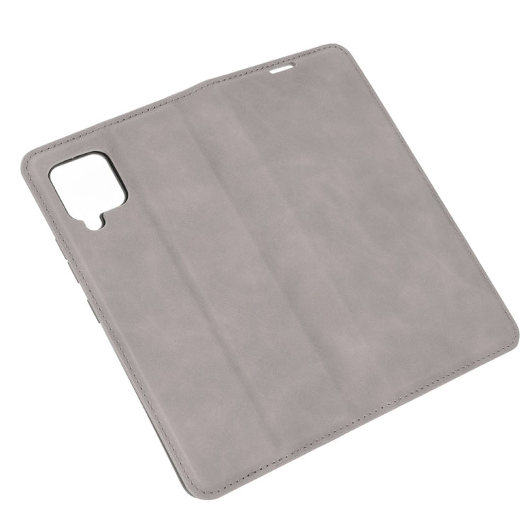 For Samsung Galaxy A42 5G Retro-skin Business Magnetic Suction Leather Case with Holder & Card Slots & Wallet