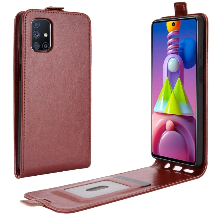 For Samsung Galaxy M51 (Side Fingerprint) R64 Texture Single Vertical Flip Leather Protective Case with Card Slots & Photo Frame