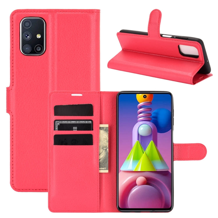 For Samsung Galaxy M51 (Side Fingerprint) Litchi Texture Horizontal Flip Protective Case with Holder & Card Slots & Wallet