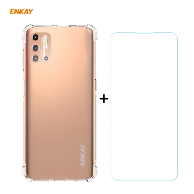 Hat-Prince ENKAY Clear TPU Shockproof Case Soft Anti-slip Cover + 0.26mm 9H 2.5D Tempered Glass Protector Film