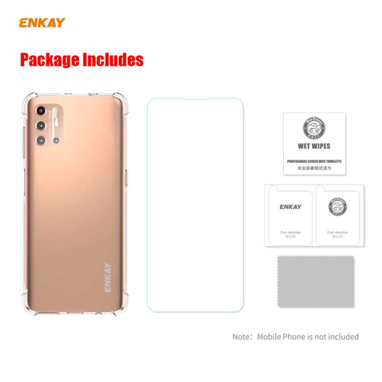Hat-Prince ENKAY Clear TPU Shockproof Case Soft Anti-slip Cover + 0.26mm 9H 2.5D Tempered Glass Protector Film