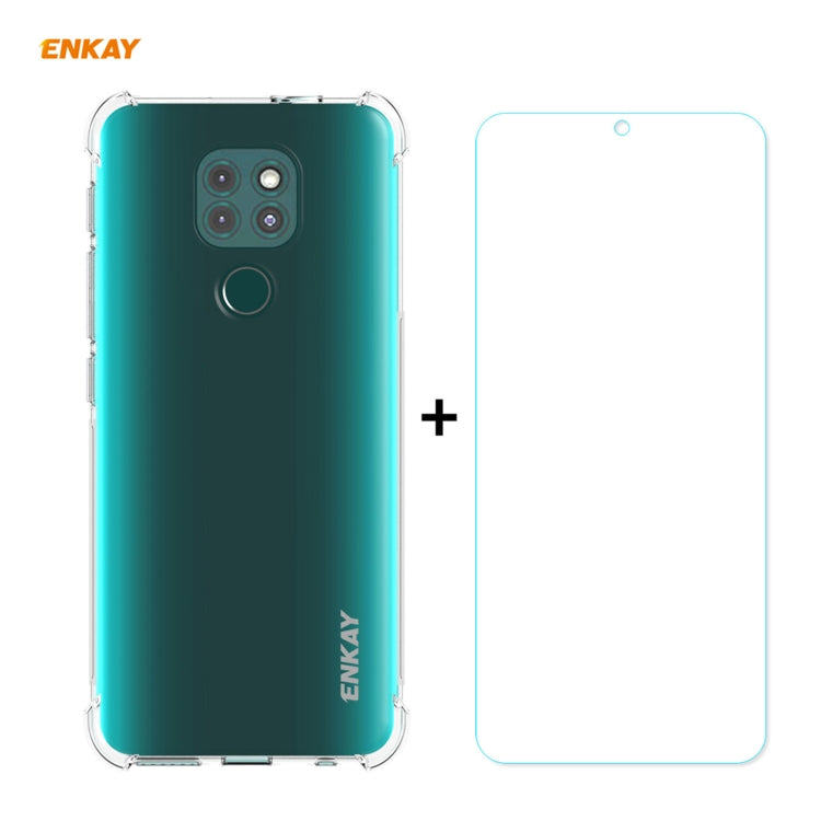 Hat-Prince ENKAY Clear TPU Shockproof Case Soft Anti-slip Cover + 0.26mm 9H 2.5D Tempered Glass Protector Film