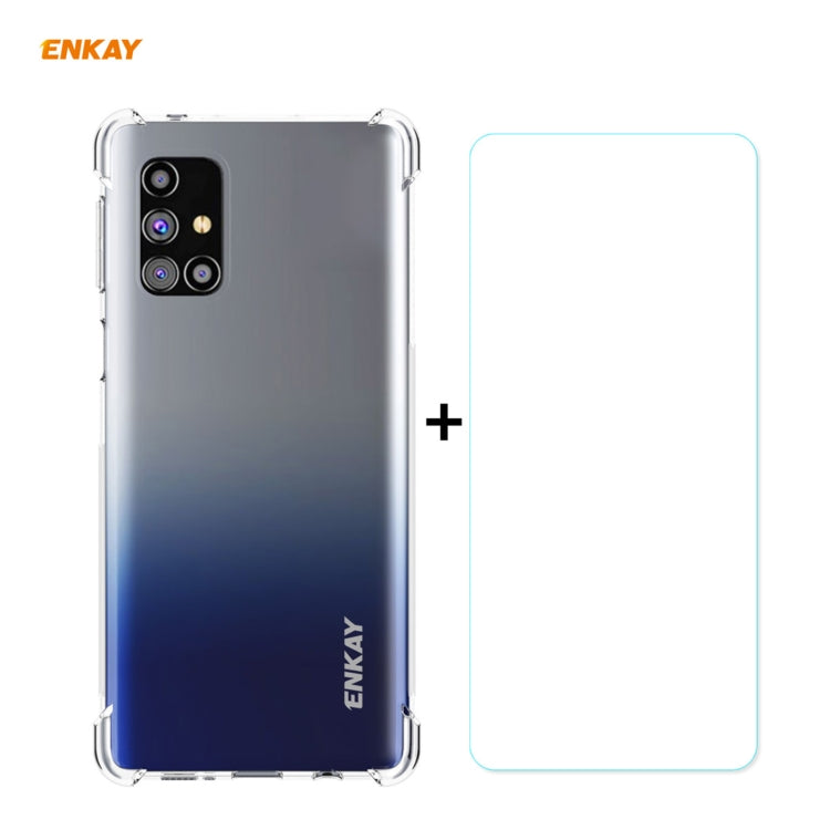 Hat-Prince ENKAY Clear TPU Shockproof Case Soft Anti-slip Cover + 0.26mm 9H 2.5D Tempered Glass Protector Film