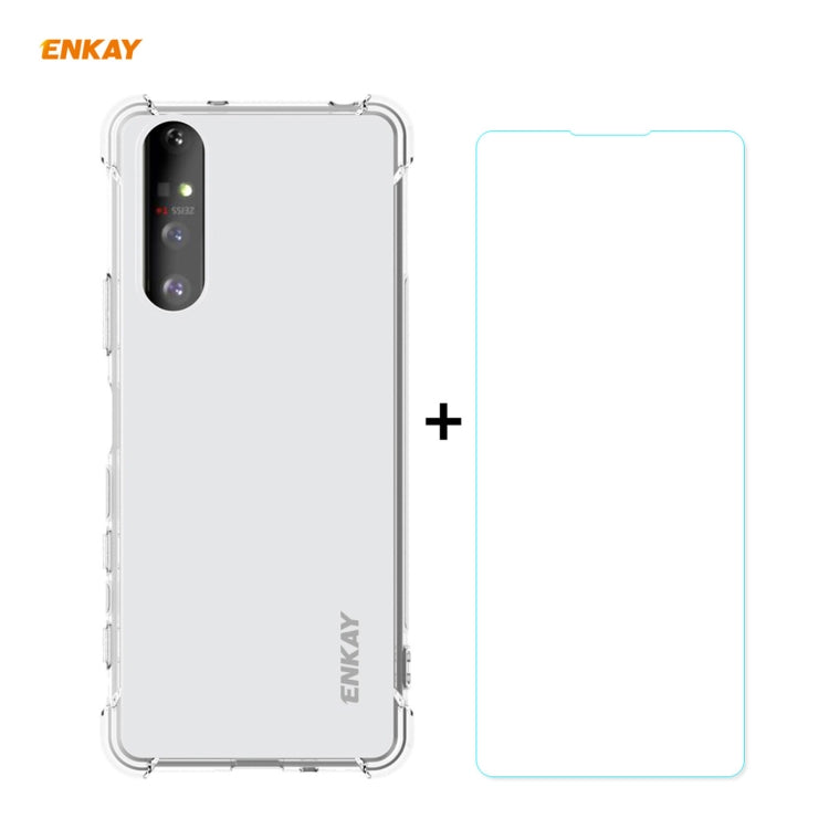 Hat-Prince ENKAY Clear TPU Shockproof Case Soft Anti-slip Cover + 0.26mm 9H 2.5D Tempered Glass Protector Film