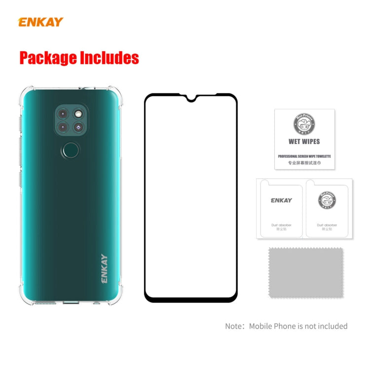 Hat-Prince ENKAY Clear TPU Shockproof Case Soft Anti-slip Cover + 0.26mm 9H 2.5D Full Glue Full Coverage Tempered Glass Protector Film