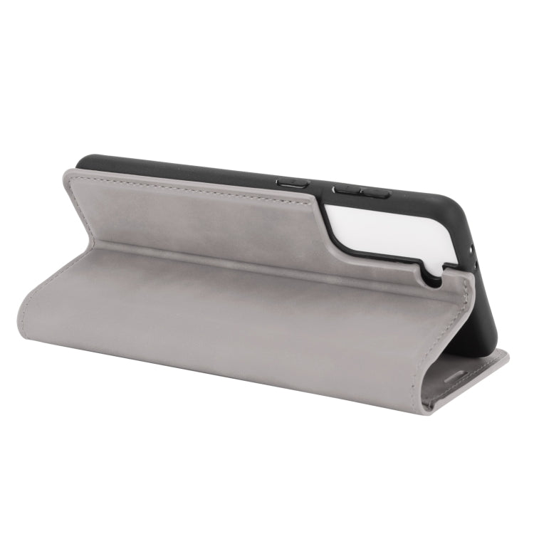 For Samsung Galaxy S21 Retro-skin Business Magnetic Suction Leather Case with Holder & Card Slots & Wallet