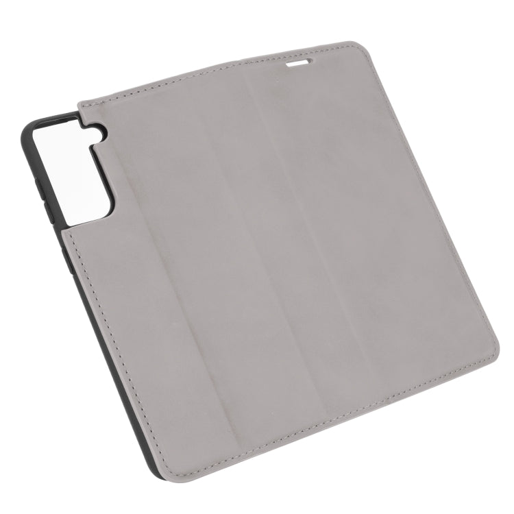 For Samsung Galaxy S21 Retro-skin Business Magnetic Suction Leather Case with Holder & Card Slots & Wallet