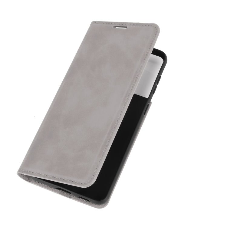 For Samsung Galaxy S21 Retro-skin Business Magnetic Suction Leather Case with Holder & Card Slots & Wallet