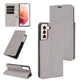 For Samsung Galaxy S21 Retro-skin Business Magnetic Suction Leather Case with Holder & Card Slots & Wallet
