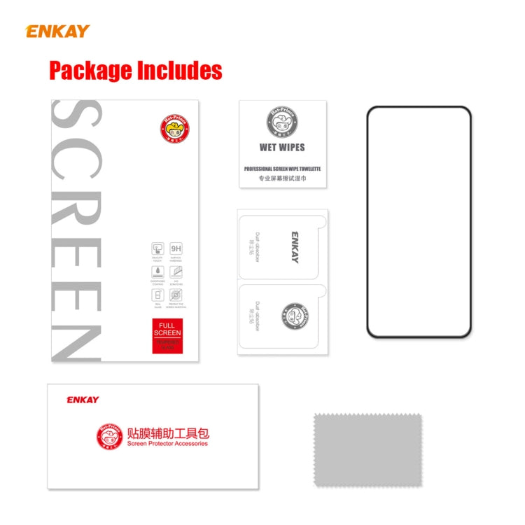 2PCS ENKAY Hat-Prince Anti-drop Full Glue Tempered Glass Full Screen Film Anti-fall Protector