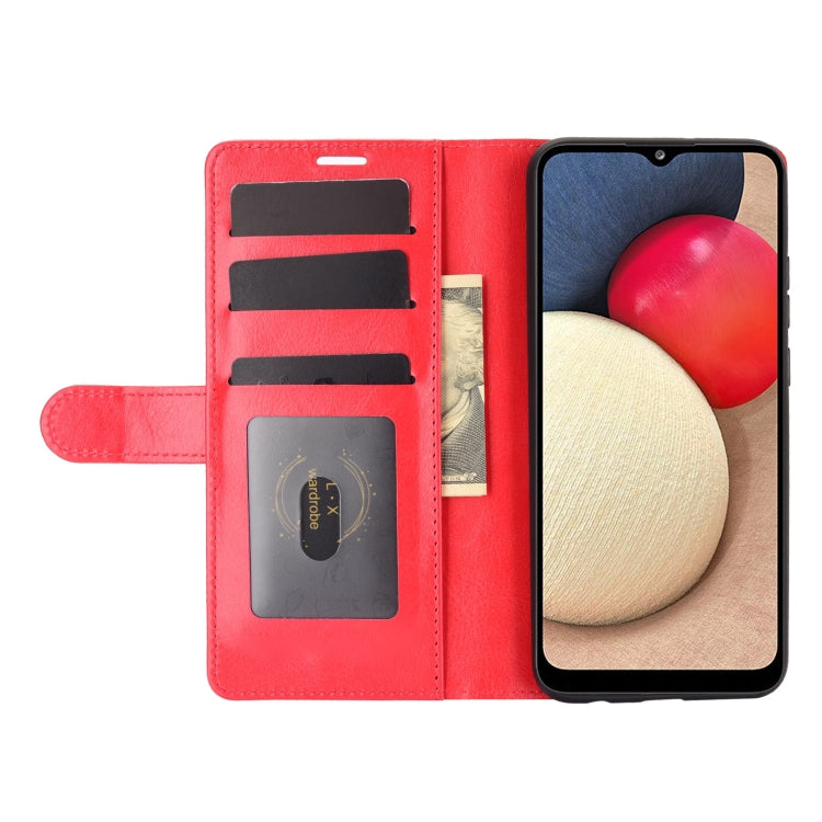 For Samsung Galaxy A02s R64 Texture Single Horizontal Flip Protective Case with Holder & Card Slots & Wallet& Photo Frame