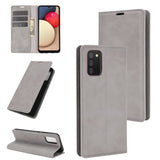For Samsung Galaxy A02s Retro-skin Business Magnetic Suction Leather Case with Holder & Card Slots & Wallet