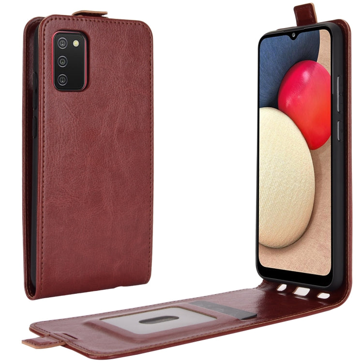 For Samsung Galaxy A02s R64 Texture Single Vertical Flip Leather Protective Case with Card Slots & Photo Frame