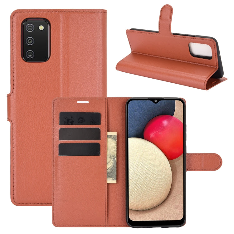 For Samsung Galaxy A02s Litchi Texture Horizontal Flip Protective Case with Holder & Card Slots & Wallet