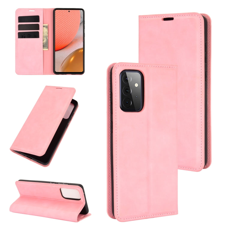 For Samsung Galaxy A72 5G Retro-skin Business Magnetic Suction Leather Case with Holder & Card Slots & Wallet