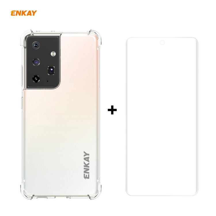 Hat-Prince ENKAY Clear TPU Shockproof Case Soft Anti-slip Cover + 3D Full Screen PET Curved Hot Bending HD Screen Protector Soft Film, Support Fingerprint Unlock