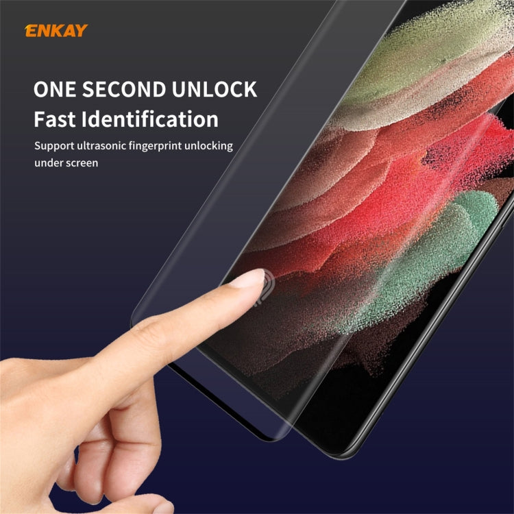 For Samsung Galaxy S21 Ultra ENKAY Hat-Prince 0.26mm 9H 3D Explosion-proof Full Screen Curved Heat Bending Tempered Glass Film