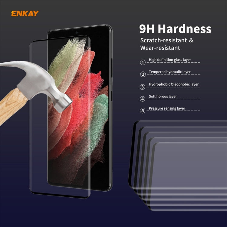For Samsung Galaxy S21 Ultra ENKAY Hat-Prince 0.26mm 9H 3D Explosion-proof Full Screen Curved Heat Bending Tempered Glass Film