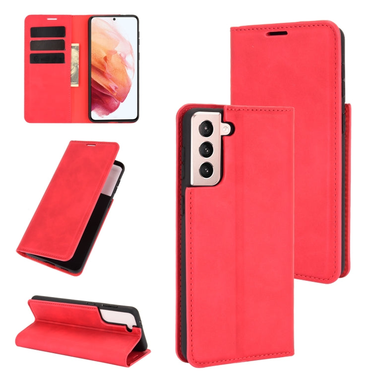 For Samsung Galaxy S21 Plus Retro-skin Business Magnetic Suction Leather Case with Holder & Card Slots & Wallet