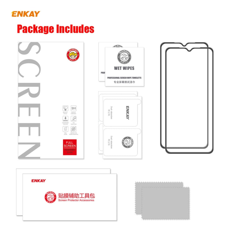 2 PCS ENKAY Hat-Prince Anti-drop Full Glue Tempered Glass Full Screen Film Anti-fall Protector