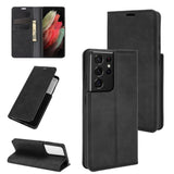 For Samsung Galaxy S21 Ultra 5G Retro-skin Business Magnetic Suction Leather Case with Holder & Card Slots & Wallet