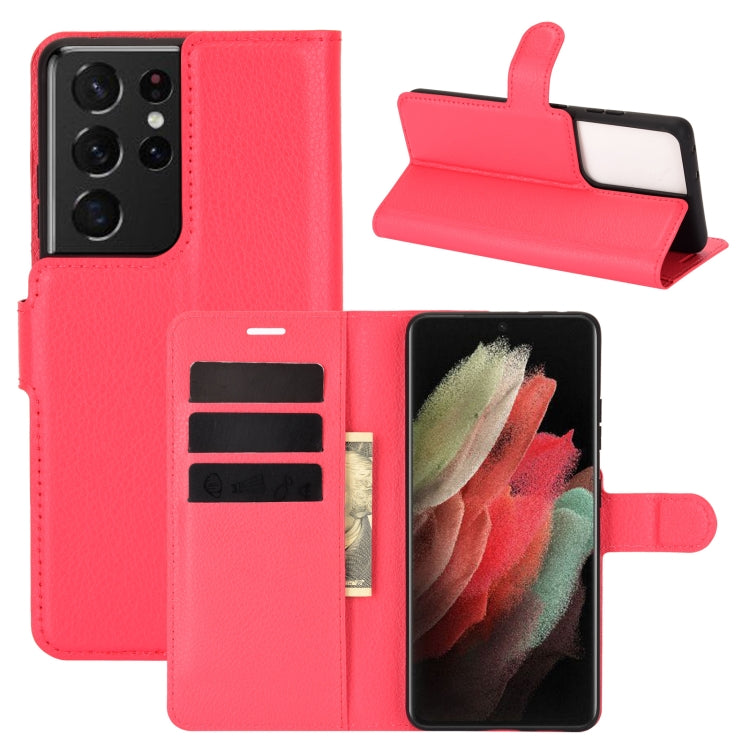 For Samsung Galaxy S21 Ultra 5G Litchi Texture Horizontal Flip Protective Case with Holder & Card Slots & Wallet