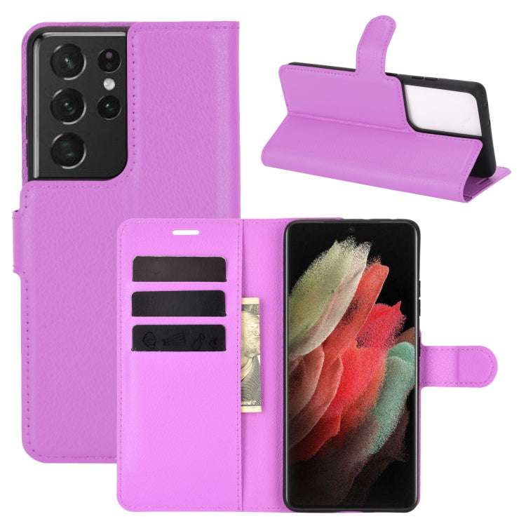 For Samsung Galaxy S21 Ultra 5G Litchi Texture Horizontal Flip Protective Case with Holder & Card Slots & Wallet